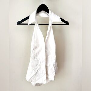 White open back collared tank